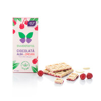 Ciocolata alba cu zmeura, 100 g, Sweeteria
