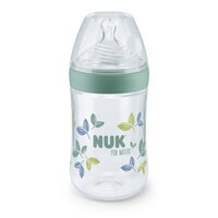 Biberon cu tetina din silicon Nature, marimea M, 260 ml, Verde, Nuk