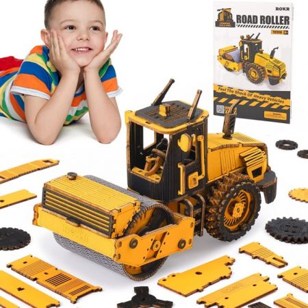 Puzzle 3D din lemn Masina de turnat asfalt Rokr, 149 piese, Robotime 555849