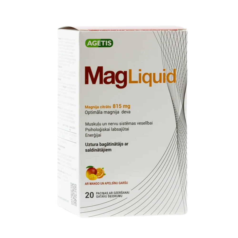MagLiquid solutie, 815 mg, Mango si Portocale, 20 plicuri, Agetis