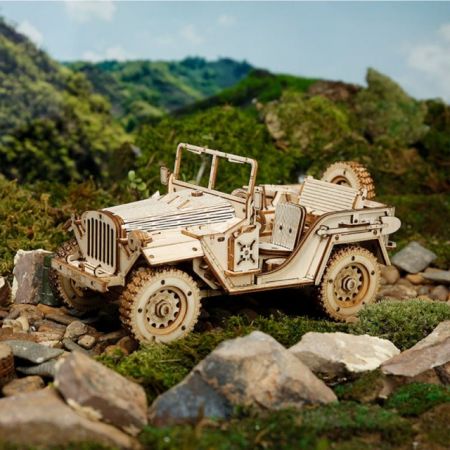 Puzzle 3D din lemn Masina Militara, 369 piese, Robotime 555927