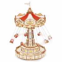 Puzzle 3D din lemn Carusel Vesel Rokr, 289 piese, Robotime