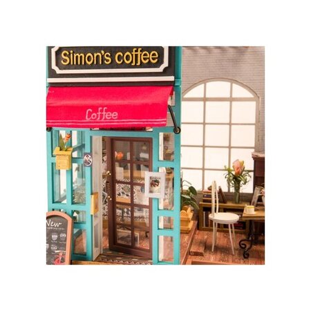 Puzzle 3D Mini casuta de papusi Cafeneaua lui Simon, 203 piese, Robotime 556026