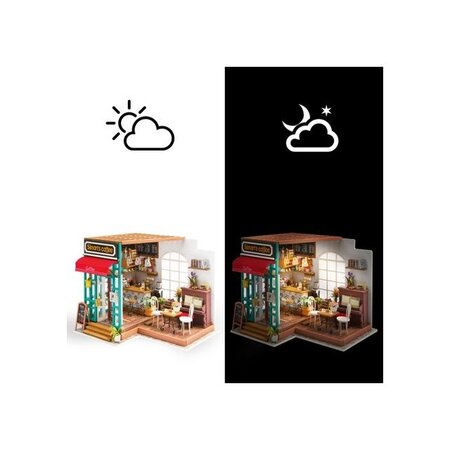 Puzzle 3D Mini casuta de papusi Cafeneaua lui Simon, 203 piese, Robotime 556023