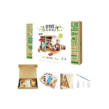 Puzzle 3D Mini casuta de papusi Cafeneaua lui Simon, 203 piese, Robotime 556024