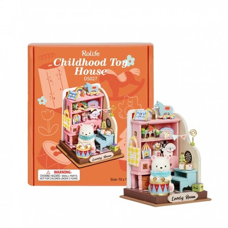 Puzzle din lemn 3D Casuta copilariei, 14 ani+, 68 piese, Robotime 556038
