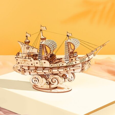 Puzzle 3D din lemn Barca de Nevigat, 118 piese, Robotime 556051