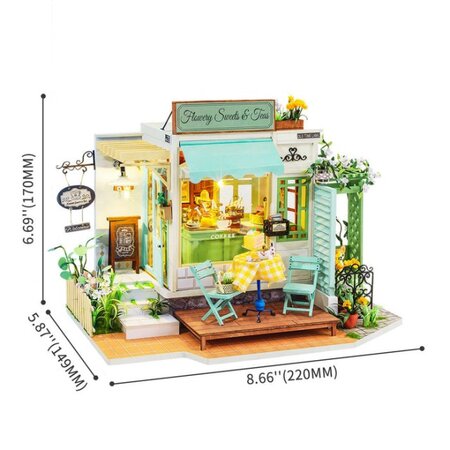 Puzzle 3D Minicasuta Floraria de Dulcuri si Ceai, 84 piese, Robotime 556080