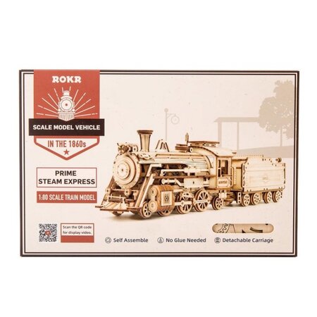 Puzzle 3D din lemn Prime Steam Express, 308 piese, Robotime 556101