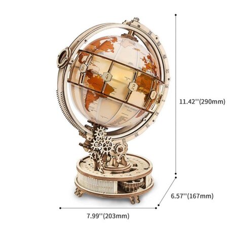 Puzzle 3D din lemn Globul Luminos, 180 piese, Robotime 556110