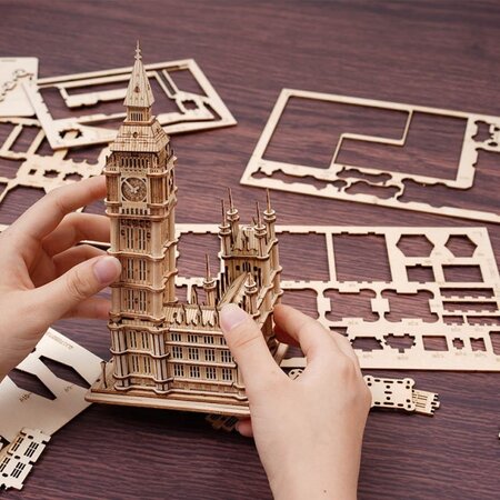 Puzzle 3D din lemn Big Ben, 220 piese, Robotime 556115