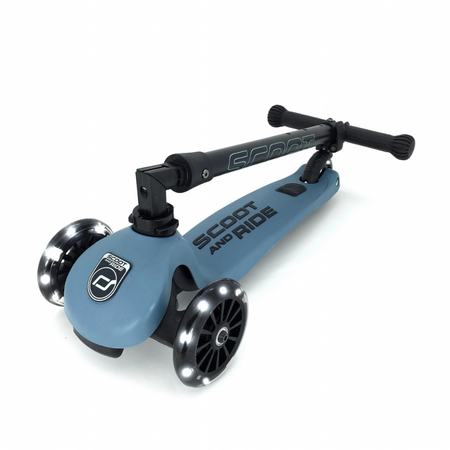 Trotineta pliabila cu roti luminoase pentru copii Highwaykick 3, Steel, 3-6 ani, Scoot and Ride 556375