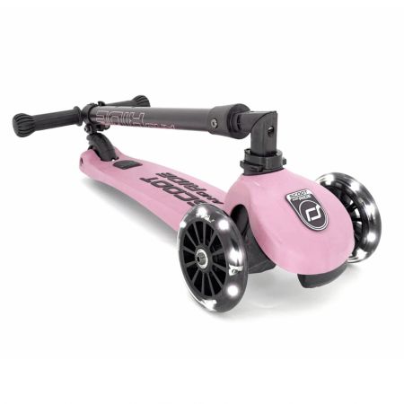 Trotineta pliabila cu roti luminoase pentru copii Highwaykick 3, Rose, 3-6 ani, Scoot and Ride 556379
