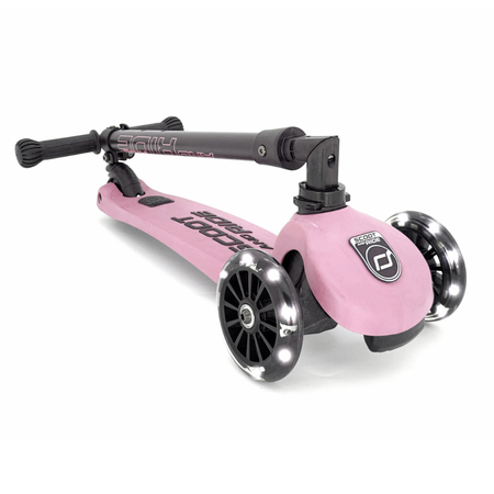 Trotineta pliabila cu roti luminoase pentru copii Highwaykick 3, Rose, 3-6 ani, Scoot and Ride 556379