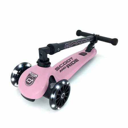 Trotineta pliabila cu roti luminoase pentru copii Highwaykick 3, Rose, 3-6 ani, Scoot and Ride 556378