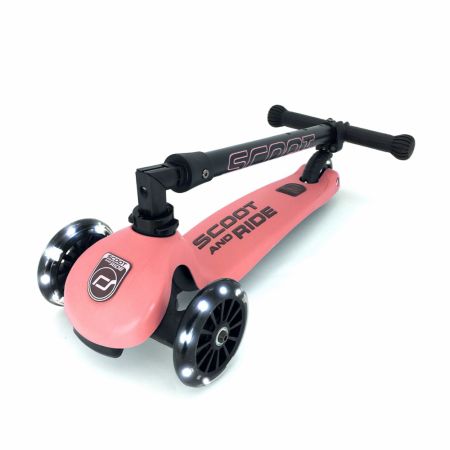 Trotineta pliabila cu roti luminoase pentru copii Highwaykick 3, Peach, 3-6 ani, Scoot and Ride 556406