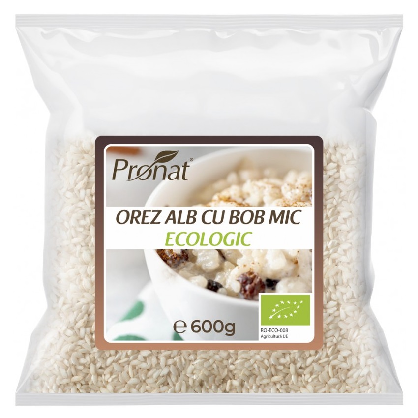 Orez Alb cu bob mic Bio, 600 g, Pronat