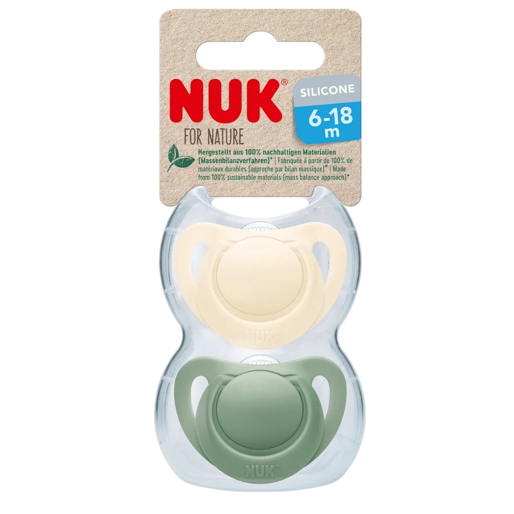 Suzeta din silicon Nature, 6-18 luni, 2 bucati, Verde, Nuk