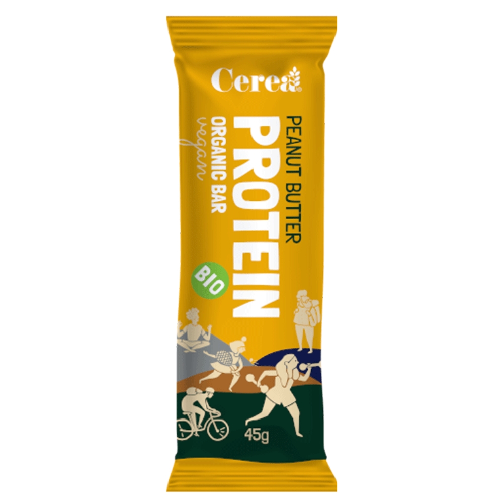 Baton proteic Bio fara gluten, Unt de Arahide, 45 g, Cerea