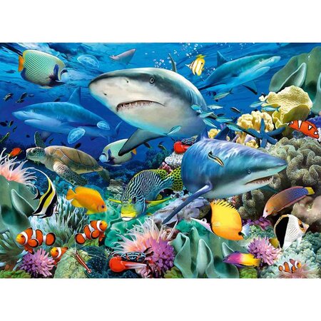 Puzzle rechini, 6 ani+, 100 piese, Ravensburger 556726