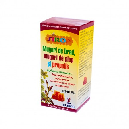 Sirop Muguri de Plop cu Muguri de Brad si Propolis, 200 ml, Elidor 556735