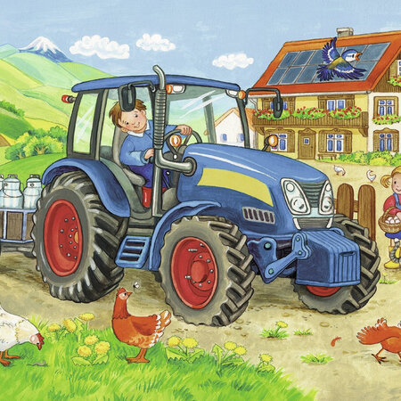 Puzzle santier in constructii si ferma, +3 ani, 2x12 piese, Ravensburger 556777