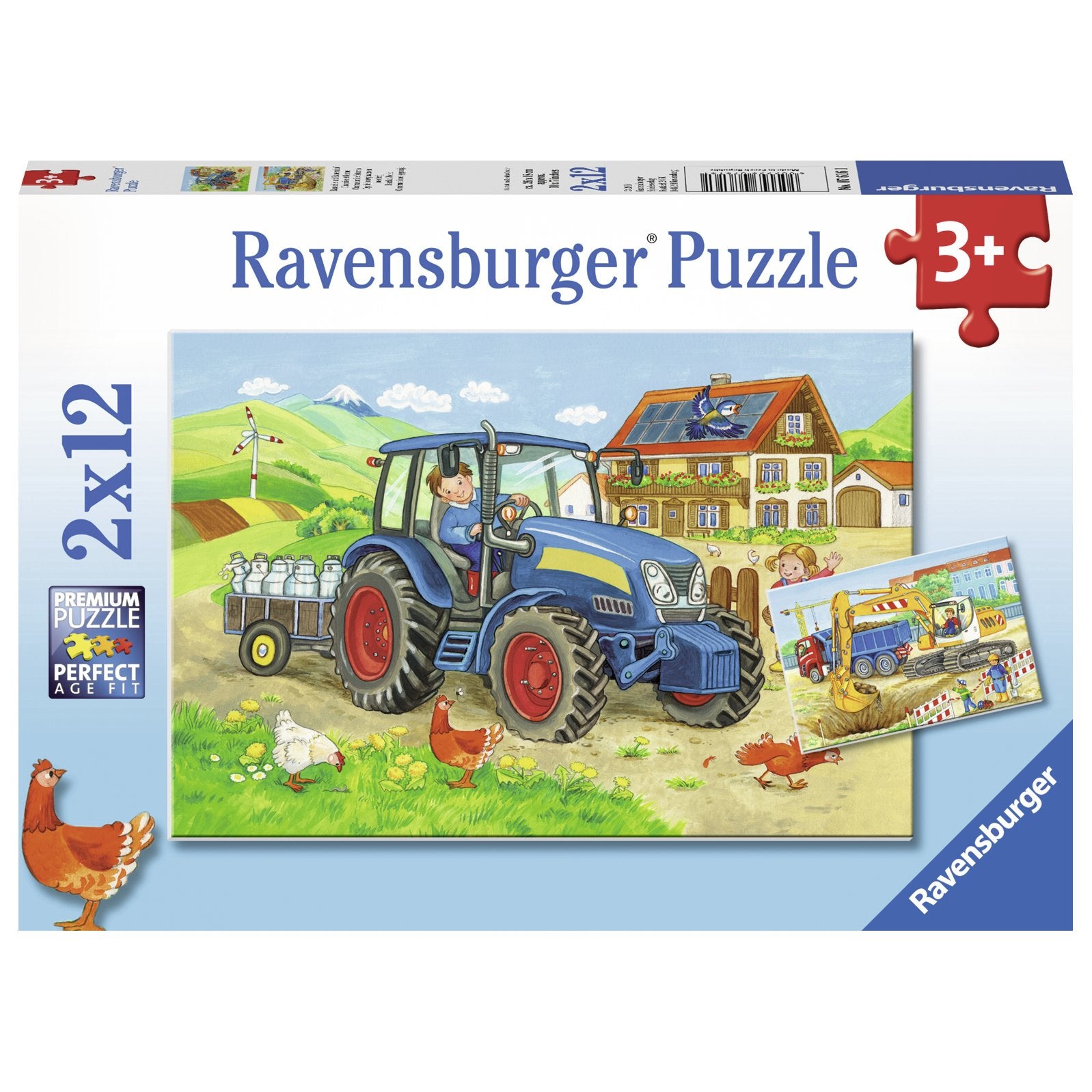 Puzzle santier in constructii si ferma, +3 ani, 2x12 piese, Ravensburger