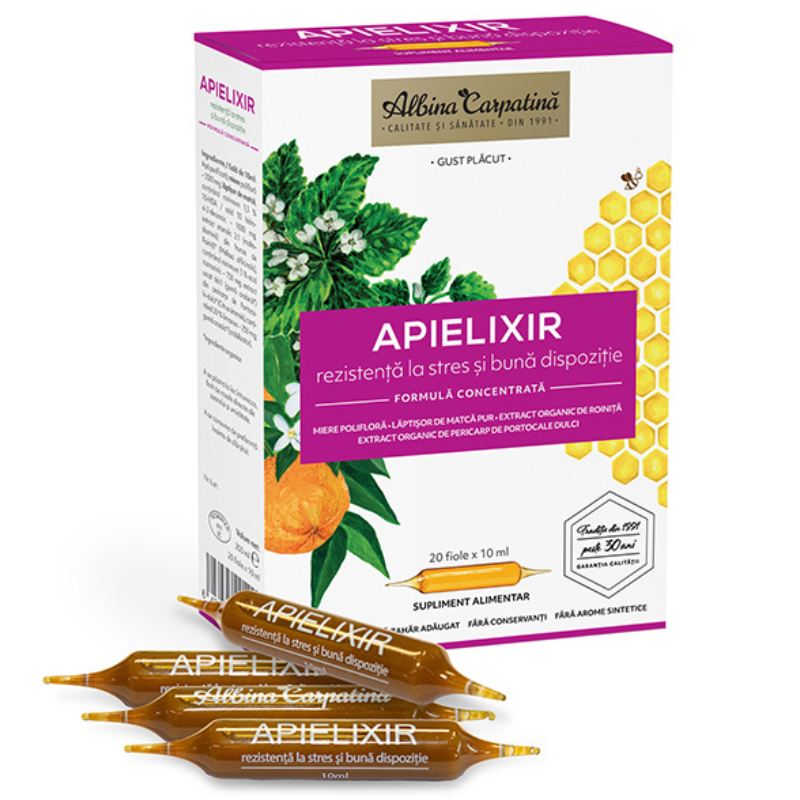 Apielixir rezistenta la stres, 20 fiole x 10 ml, Albina Carpatina