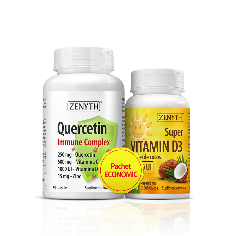 Pachet Quercetin Immune 90 capsule + Supervitamin D3 2000UI, 30 capsule, Zenyth