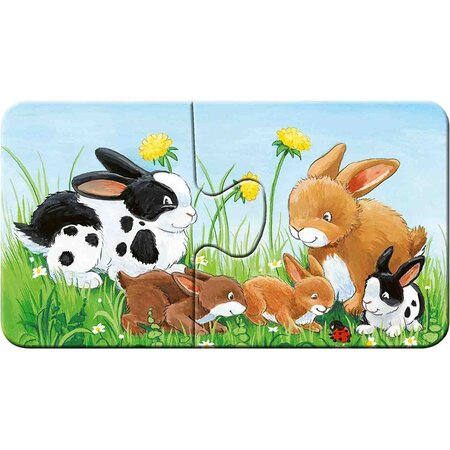 Puzzle familii de animale, +2 ani, 9x2 piese, Ravensburger 556940