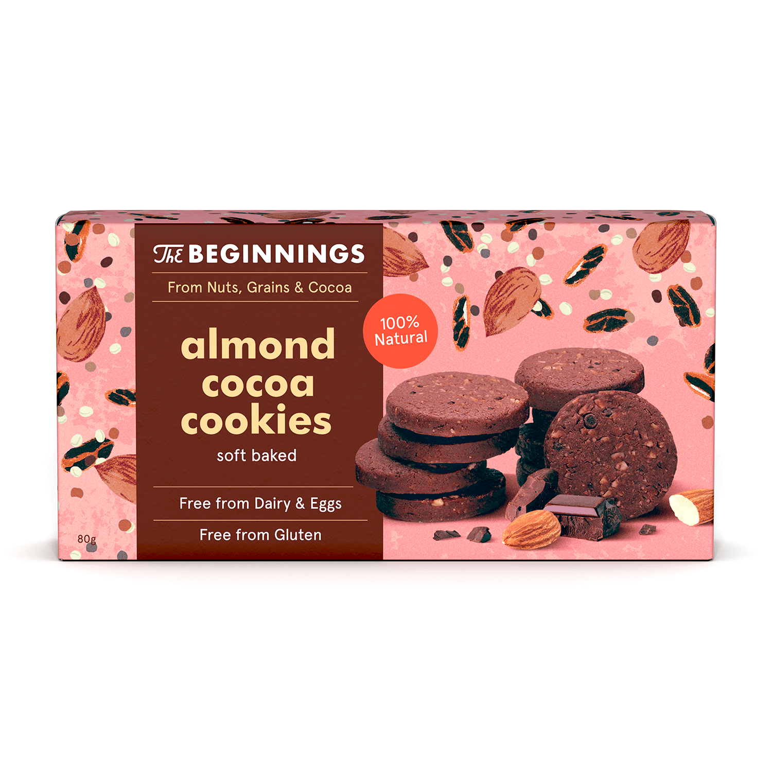 Cookies cu Migdale si Cacao fara gluten, 80g, The Beginnings