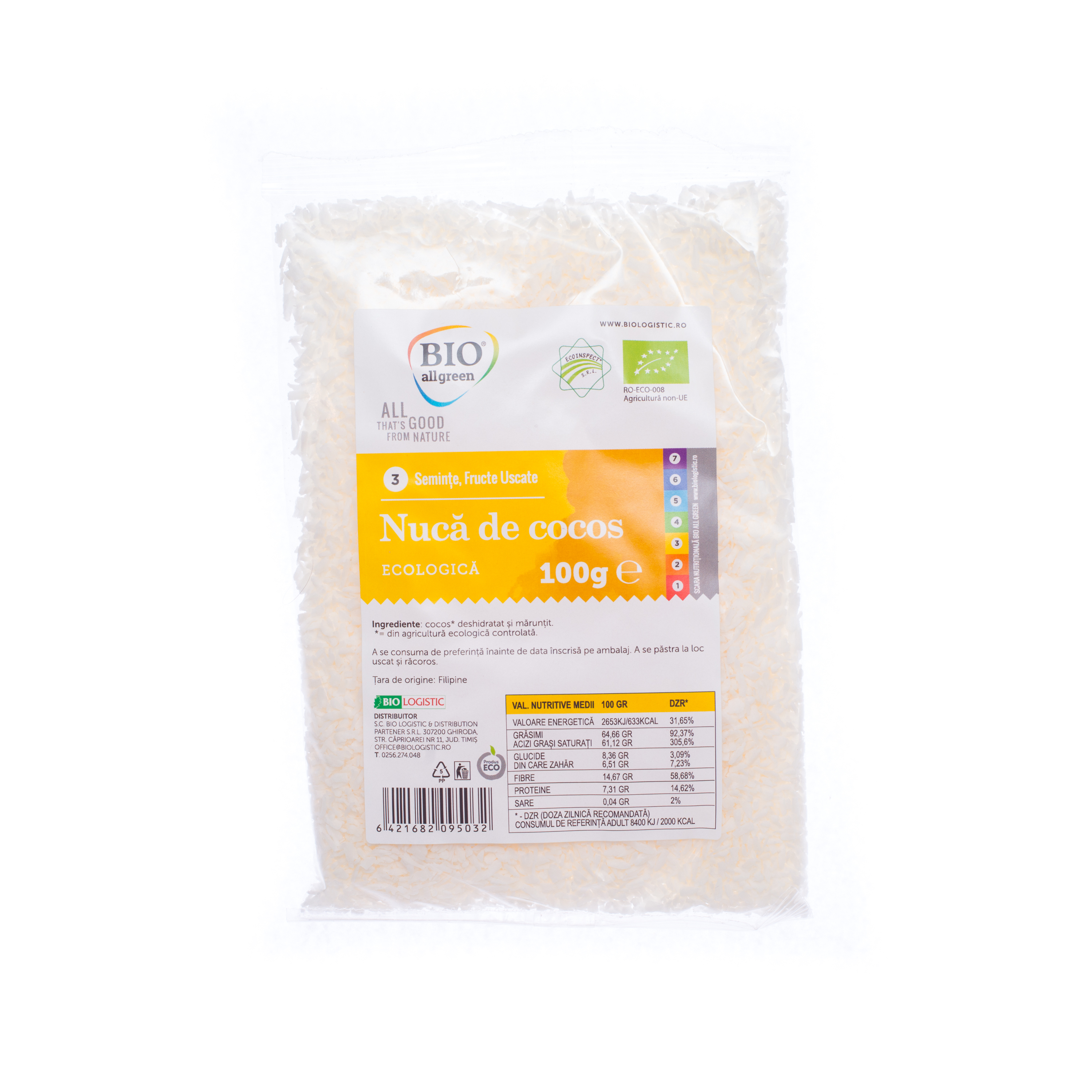 Nuca de cocos Bio, 100 g, Bio All Green