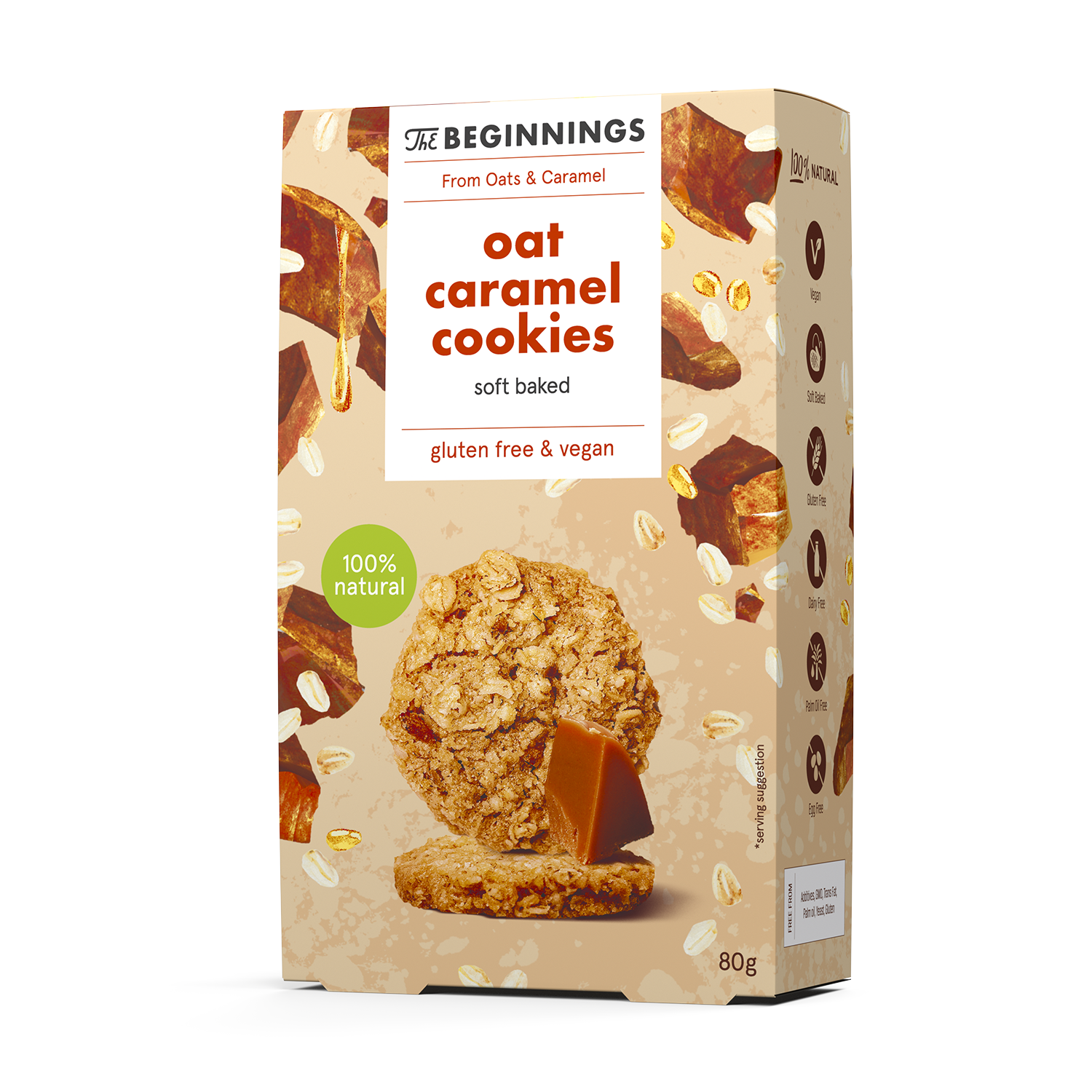 Cookies din Ovaz cu Caramel fara gluten, 80 g, The Beginnings