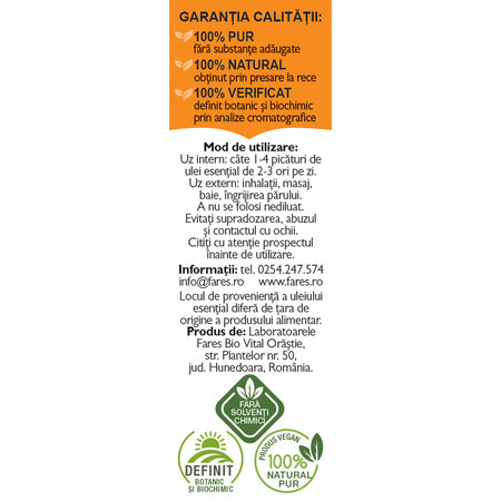 Ulei esential pur din portocale, 10 ml, Fares 722947