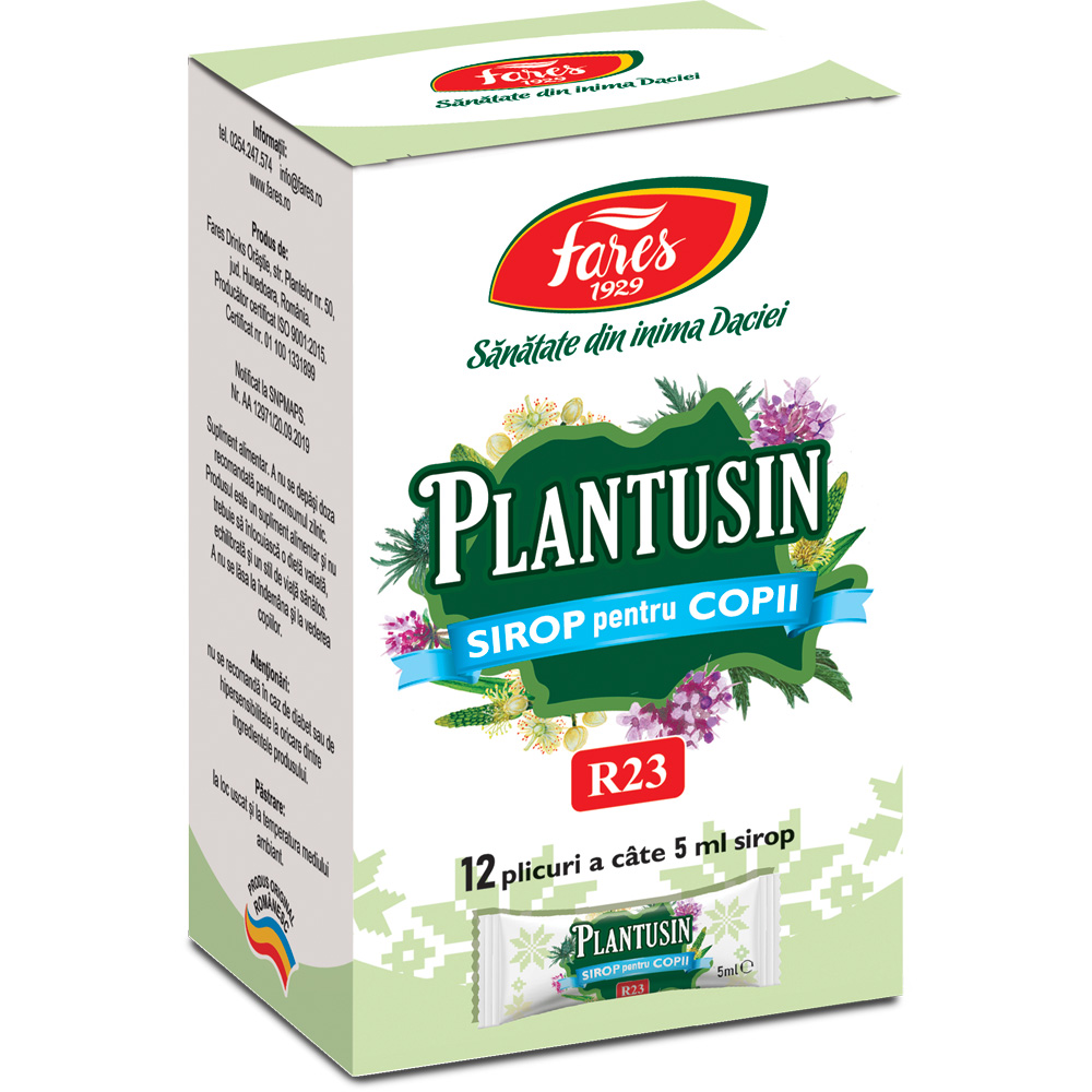 Sirop pentru tuse pentru copii Plantusin, 12 plicuri, Fares