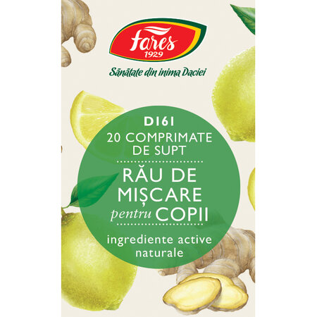 Rau de miscare pentru copii, D161, 20 comprimate de supt, Fares 722900