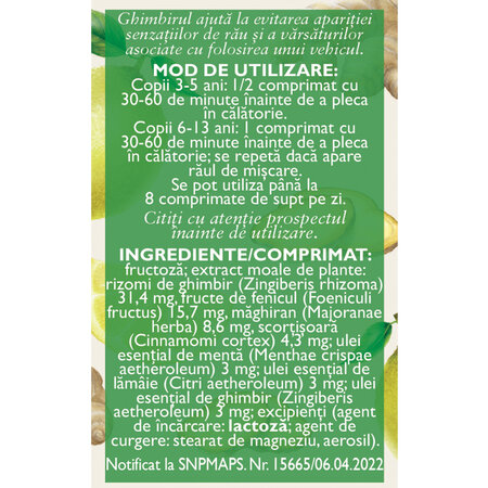 Rau de miscare pentru copii, D161, 20 comprimate de supt, Fares 722898