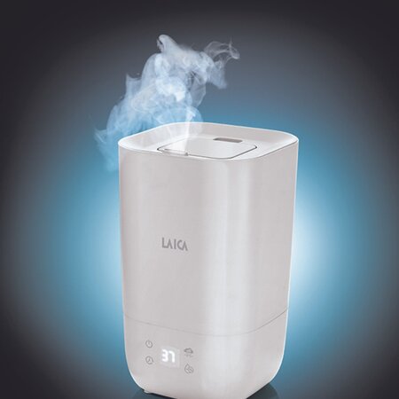 Umidificator de camera cu abur rece si higrometru, capacitate 3.3 litri, Laica 558234