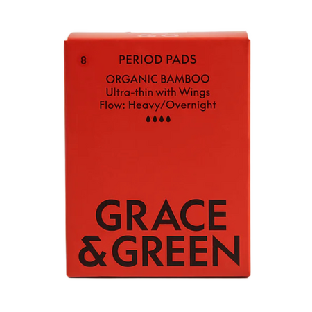 Absorbante bambus cu aripioare de Noapte, 8 bucati, Grace and Green