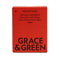 Absorbante bambus cu aripioare de Noapte, 8 bucati, Grace and Green