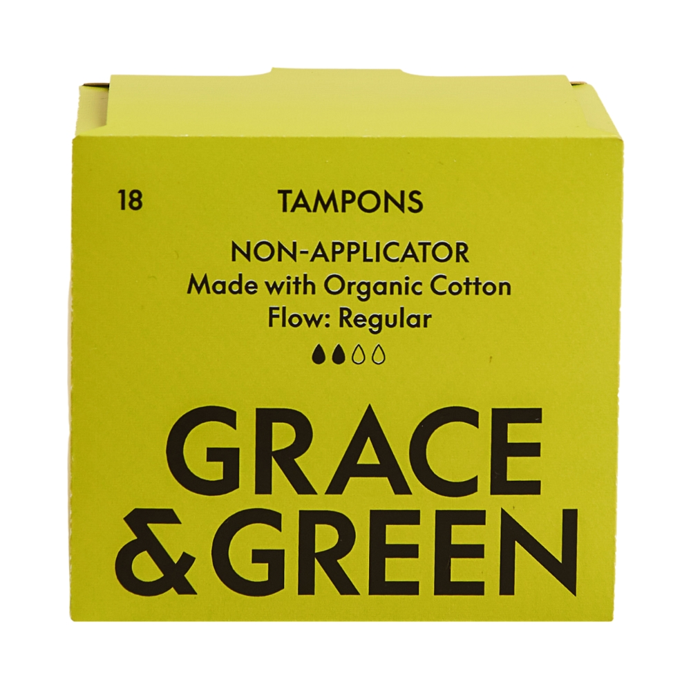 Tampoane bumbac organic fara aplicator, Normal, 18 bucati, Grace and Green