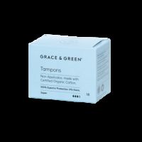 Tampoane bumbac organic fara aplicator Super, 18 bucati, Grace and Green