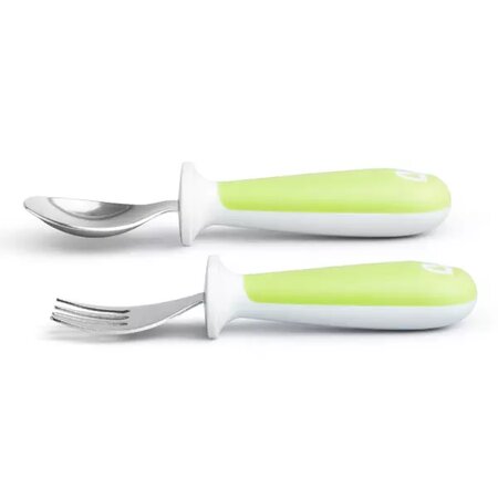 Set furculita si lingurita pentru copii Raise, 12luni+, Green, Munchkin 558790