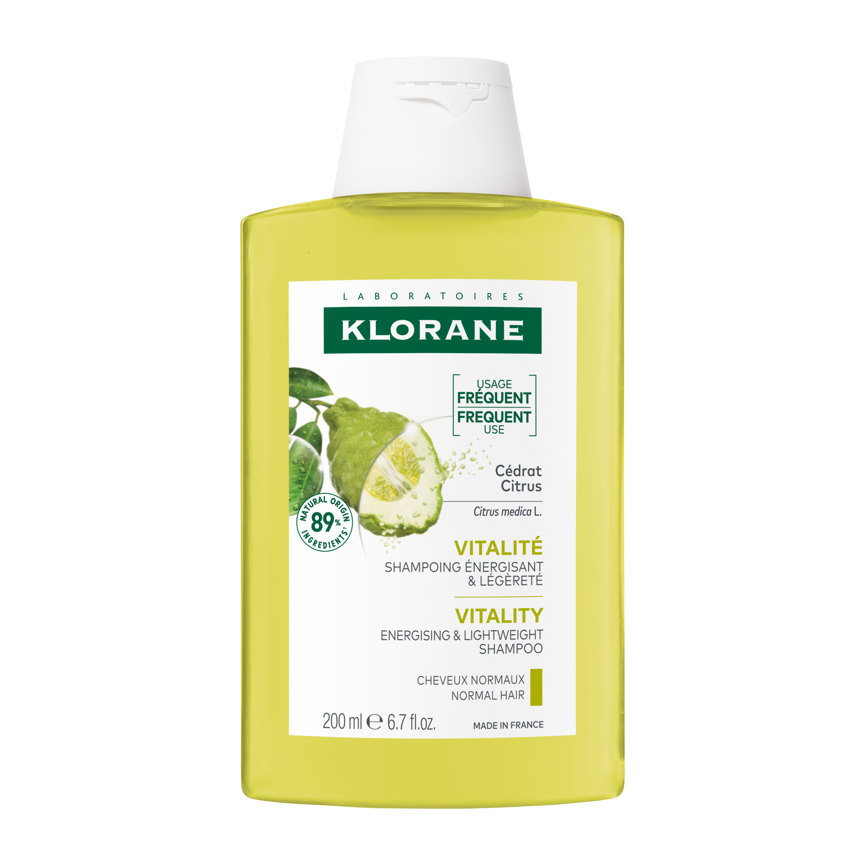Sampon cu pulpa de citrice Bio pentru par normal spre gras, 200 ml, Klorane