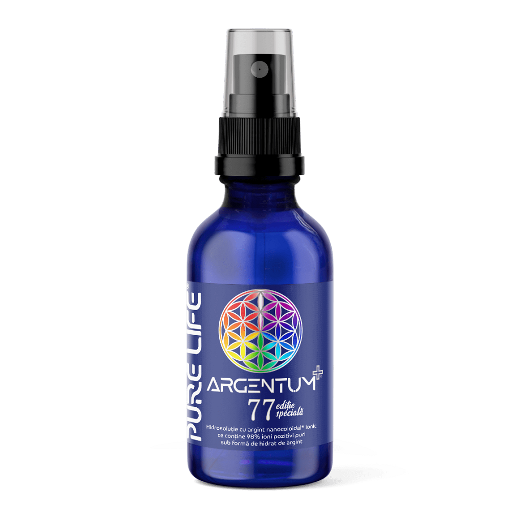 Argint nanocoloidal Argentum+77  Editie Speciala, 60 ml, Pure Life