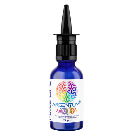 Hidrosolutie cu argint ionic Argentum+ Kids, 15 ppm, 30 ml, Pure Life