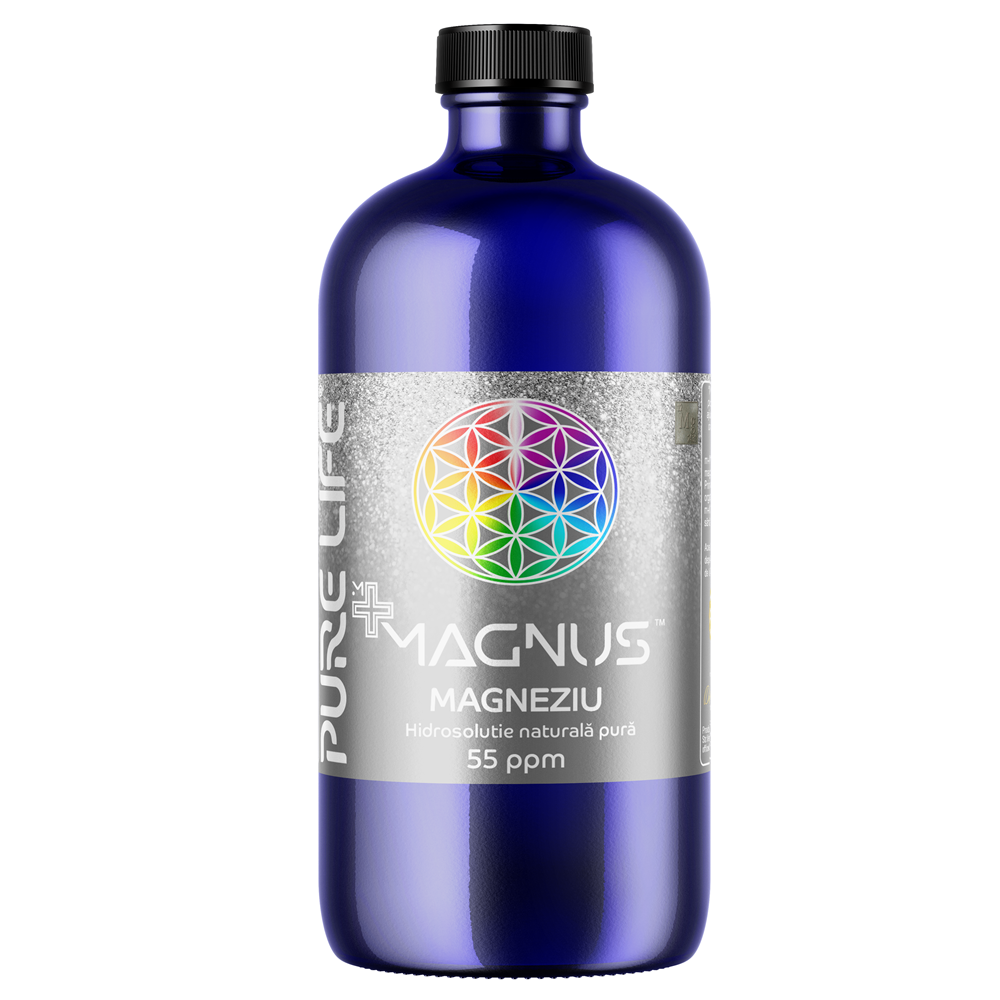 Hidrosolutie cu magneziu m+Magnus, 55 ppm, 480 ml, Pure Life