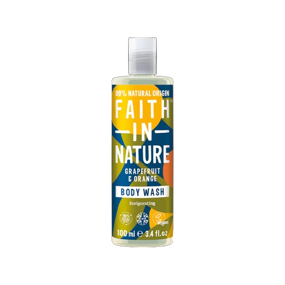 Gel de dus energizant cu grapefruit si portocala, 100 ml, Faith in Nature