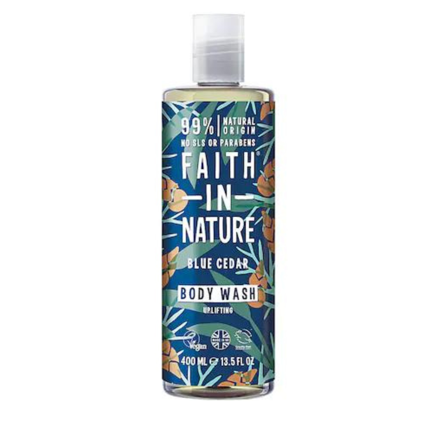 Gel de dus natural energizant pentru barbati cu Cedru Albastru, 400 ml, Faith in Nature