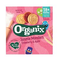 Biscuiti Bio cu umplutura de capsuni si mere, 18 luni+, 64 g, Organix
